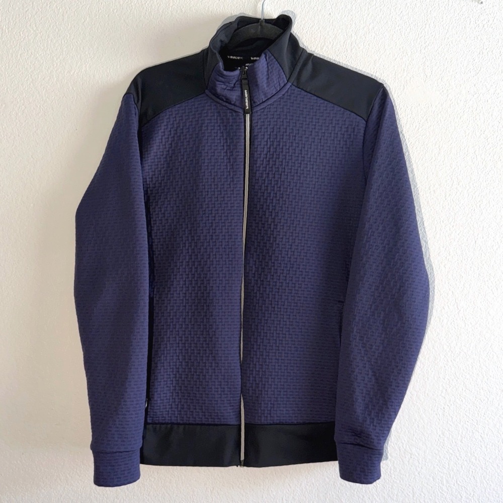 Bauer XXX Mens Small Navy Full Zip Hockey Training Jacket Textured Performance